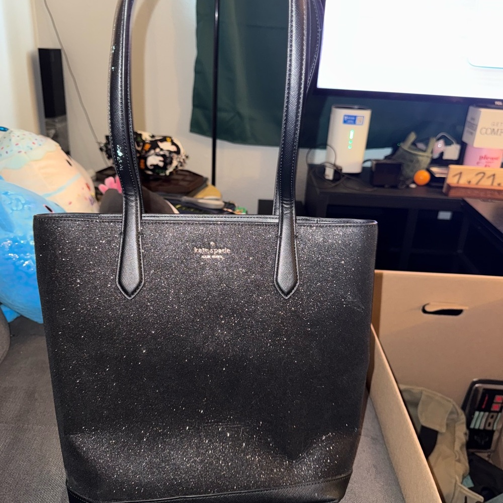 Kate Spade Black Glitter Tote Bag